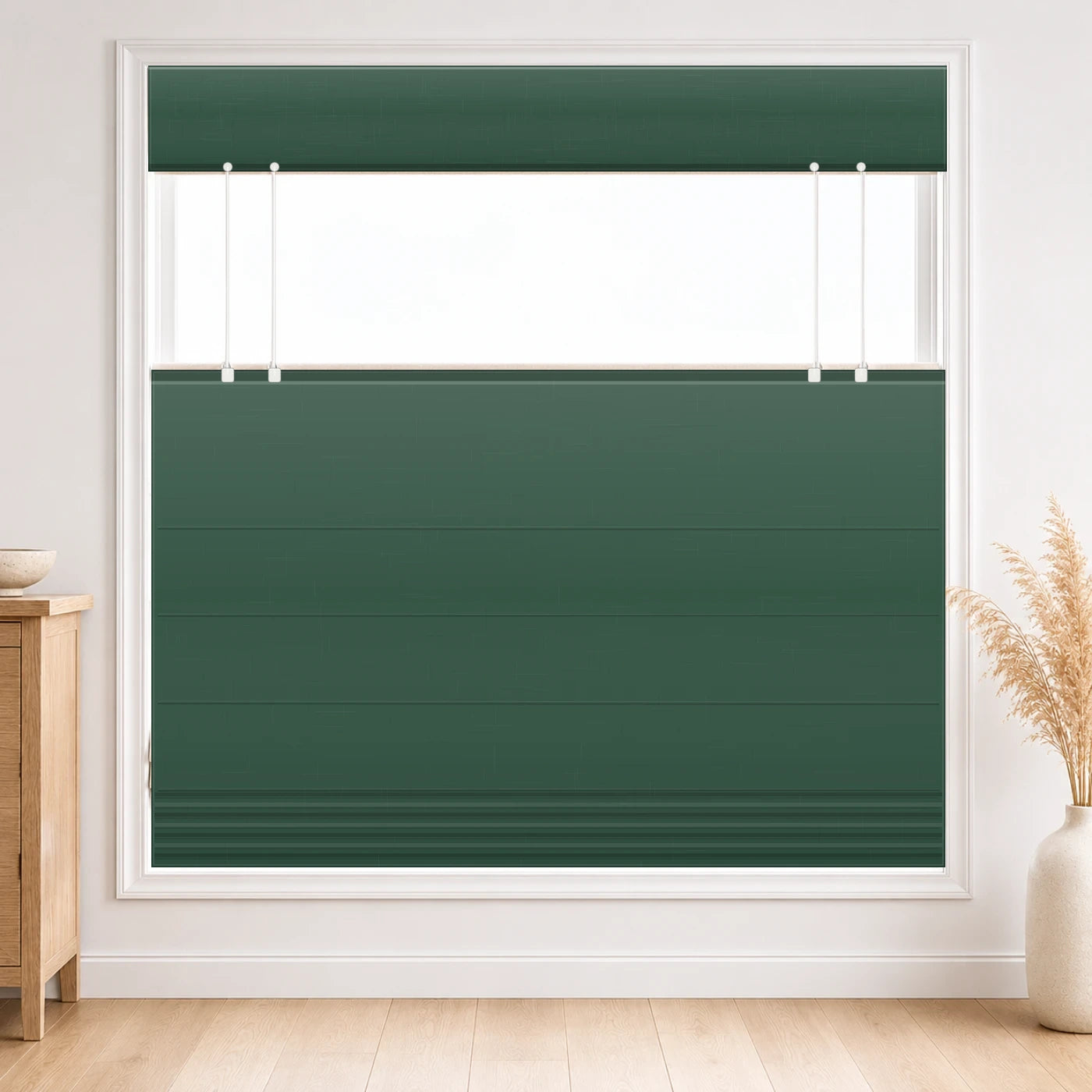 Custom Top Down Bottom Up Roman Shade color option Hunter Green (#7084-25) by Fredesigner