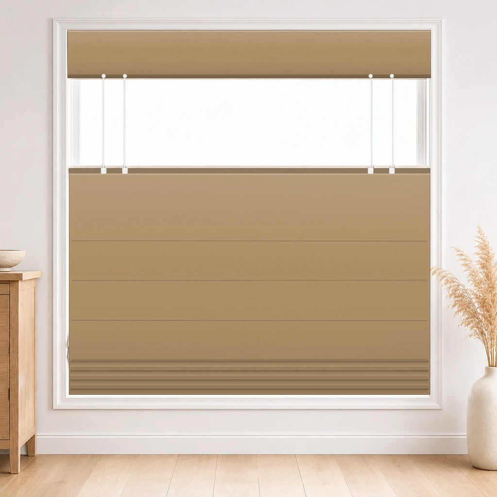 Custom Top Down Bottom Up Roman Shade color option Tan (#7084-13) by Fredesigner