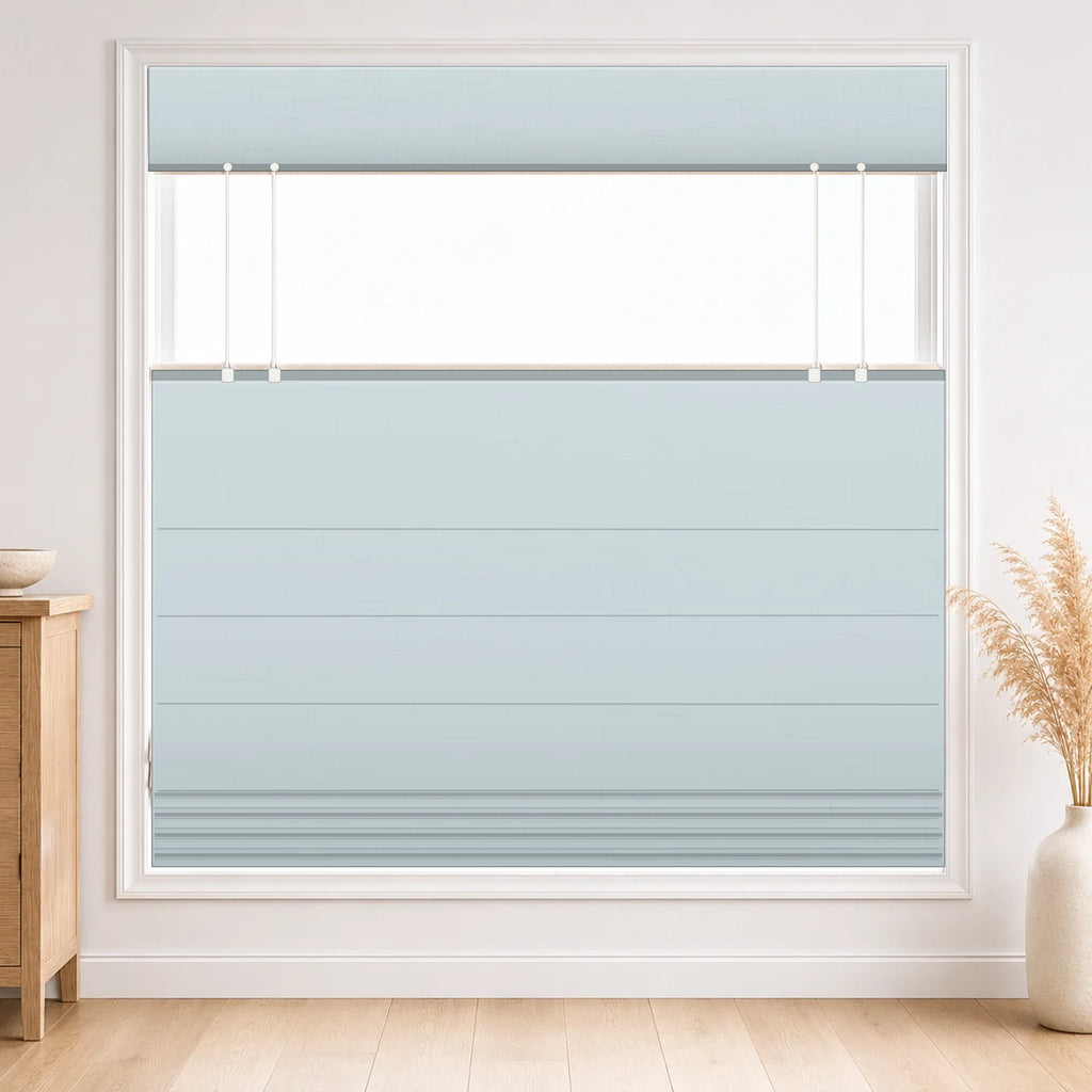 Custom Top Down Bottom Up Roman Shade color option Winter Sky(#7084-16) by Fredesigner
