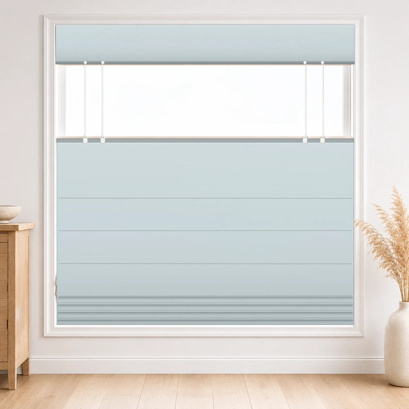 Custom Top Down Bottom Up Roman Shade color option Winter Sky(#7084-16) by Fredesigner