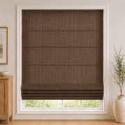 Custom White Linen Plain Fold Roman Shade color option Chocolate Tart (