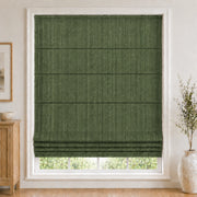 Custom White Linen Plain Fold Roman Shade color option Green (