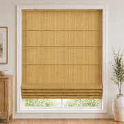 Custom White Linen Plain Fold Roman Shade color option Khaki Yellow (