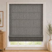 Custom White Linen Plain Fold Roman Shade color option Rock Grey (