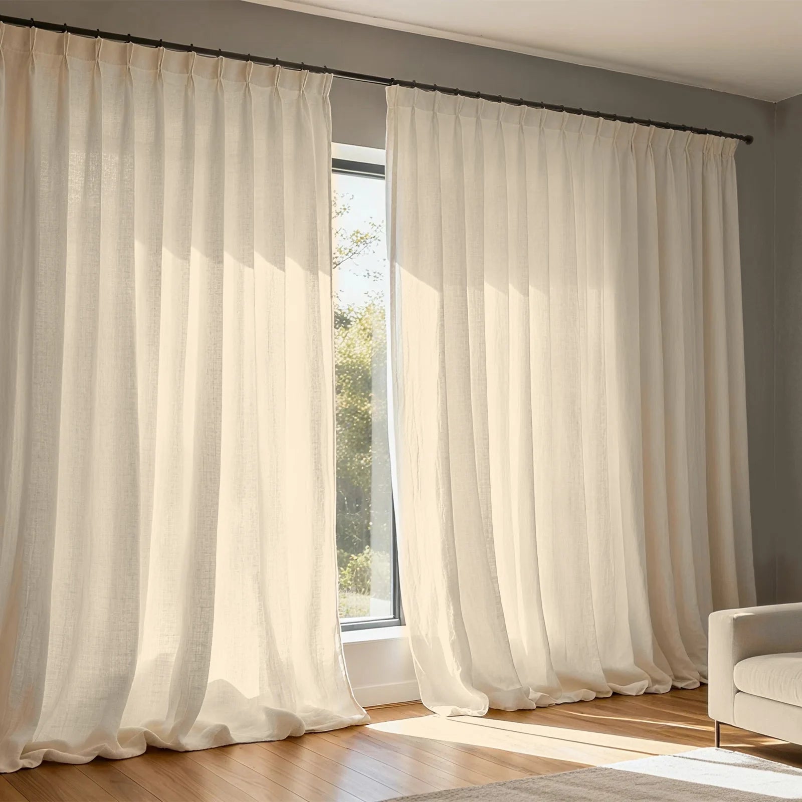 Extra Wide Curtains Sheer Curtains for Living Room Damme - Natural D87-1