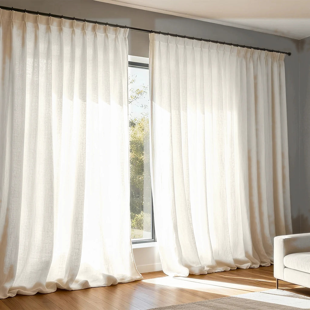 Extra Wide Curtains Sheer Curtains for Living Room Damme - White D87-2
