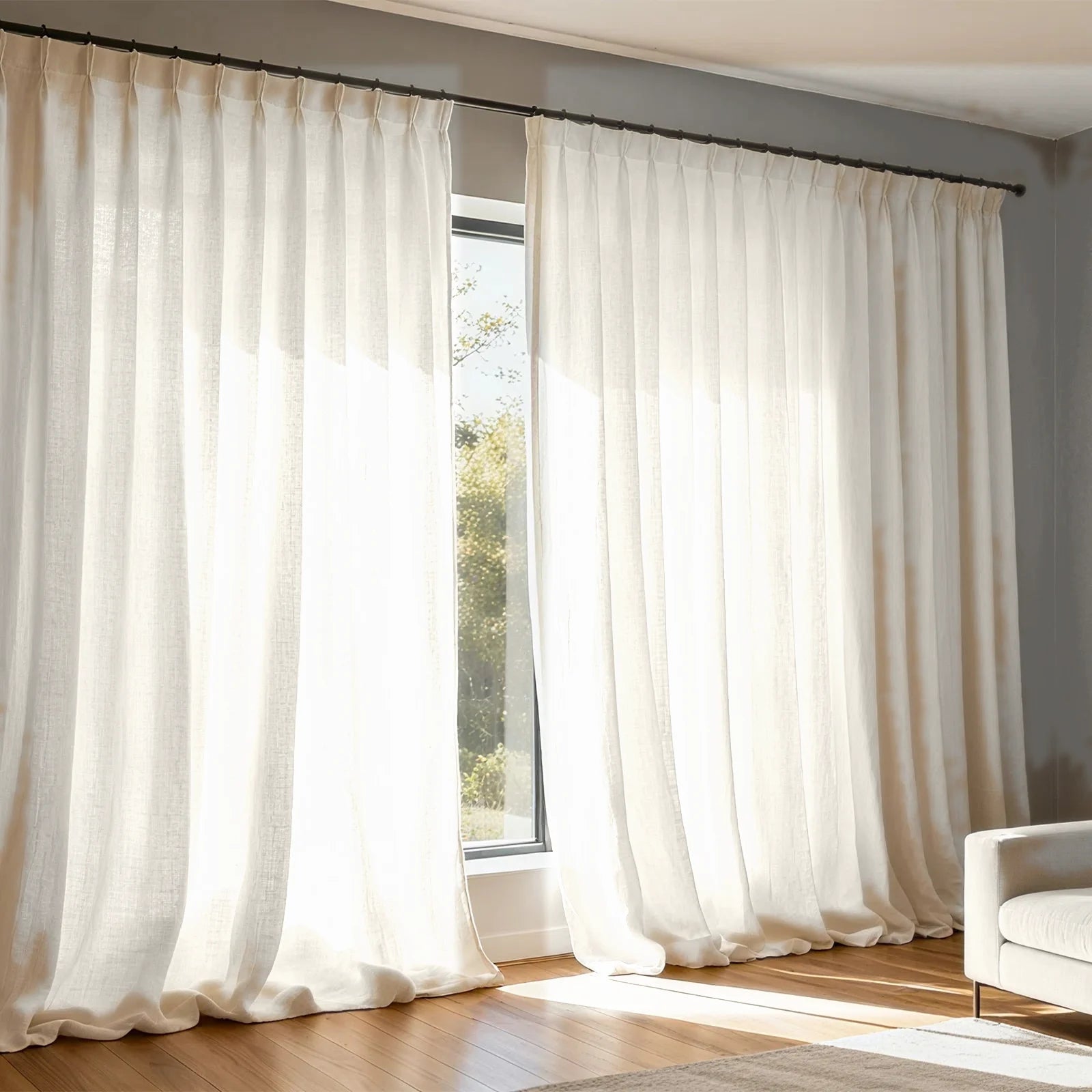 Extra Wide Curtains Sheer Curtains for Living Room Damme - White D87-2