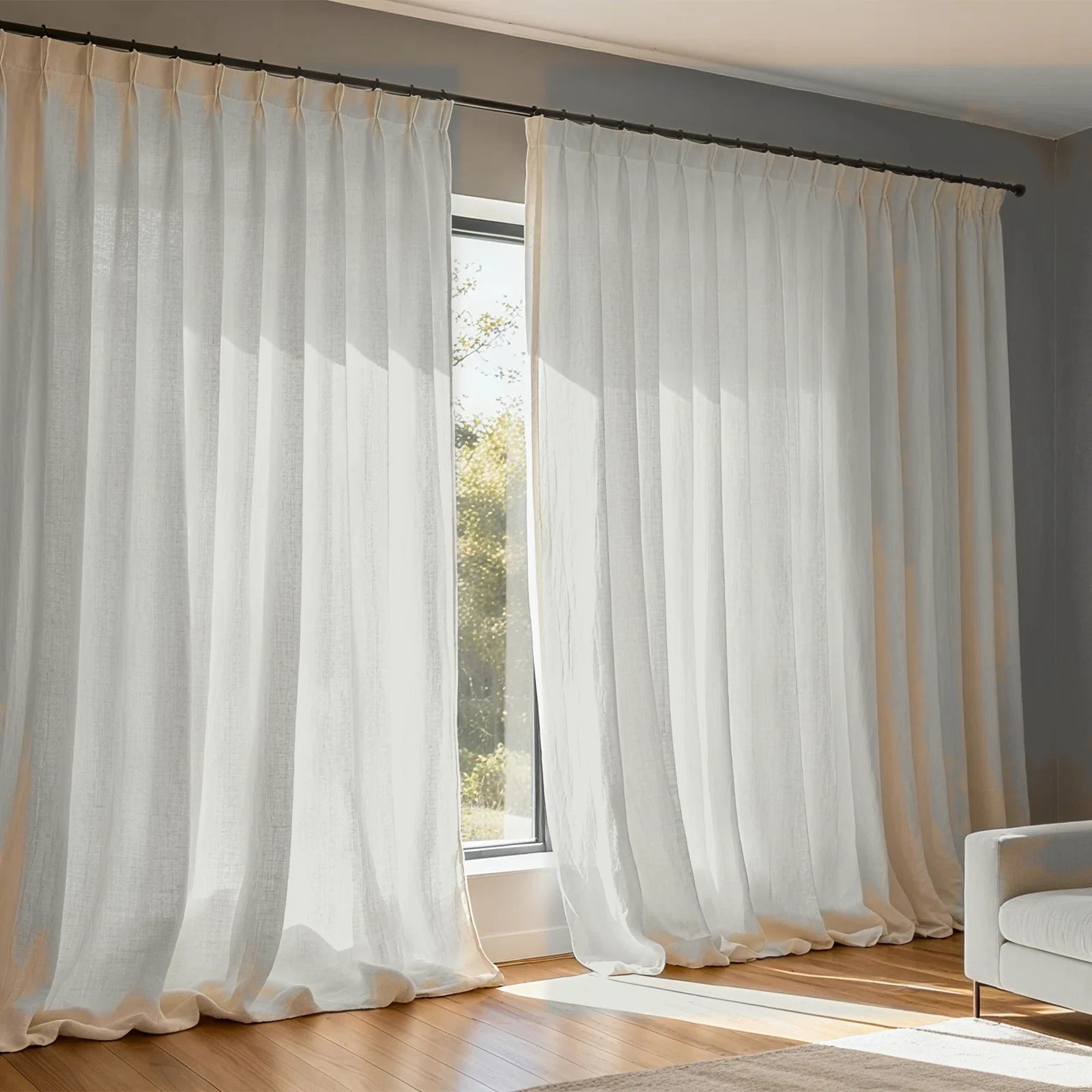 Extra Wide Curtains Sheer Curtains for Living Room Damme - Light Grey D87-5
