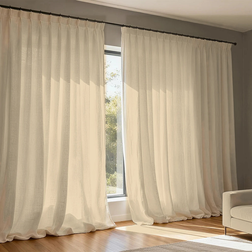Extra Wide Curtains Sheer Curtains for Living Room Damme - Sandstone D87-6