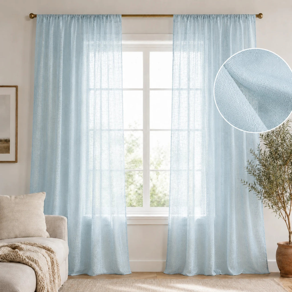 Extra Wide Curtains Sheer Curtains for Living Room Damme - Baby Blue D87-3 browser generated product photo