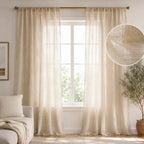 Extra Wide Curtains Sheer Curtains for Living Room Damme - Natural D87-1 browser generated product photo
