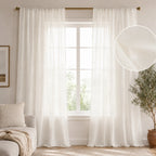 Extra Wide Curtains Sheer Curtains for Living Room Damme - White D87-2 browser generated product photo