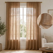 Damme Linen Semi Sheer Curtains Pleated - Light Brown D87-4 browser generated product photo