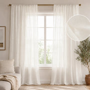 Damme Linen Semi Sheer Curtains Pleated - White D87-2 browser generated product photo