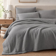 Double-Layer Gauze Muslin Cotton Duvet Cover - Gray browser generated product photo