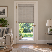 Custom Orelle French Door Bamboo Shades - Mist Gray 103-22 browser generated product photo by Fredesigner