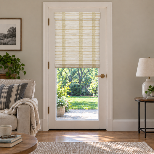 Custom Orelle French Door Bamboo Shades - Ivy Snow browser generated product photo by Fredesigner