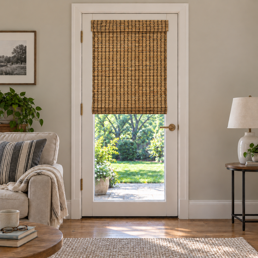 Custom Orelle French Door Bamboo Shades - Ivy Amber browser generated product photo by Fredesigner
