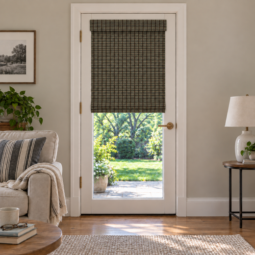 Custom Orelle French Door Bamboo Shades - Ivy Moss browser generated product photo by Fredesigner