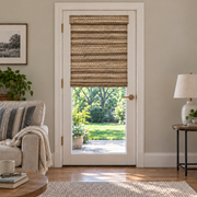Custom Solenne French Door Bamboo Shades - Hazel Chestnut browser generated product photo by Fredesigner