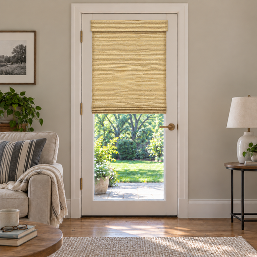 Custom Auvia French Door Bamboo Shades - Nomi Cheese browser generated product photo by Fredesigner