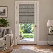 Custom Natural French Door Bamboo Shades - Natural Black Gray NU-04 browser generated product photo by Fredesigner