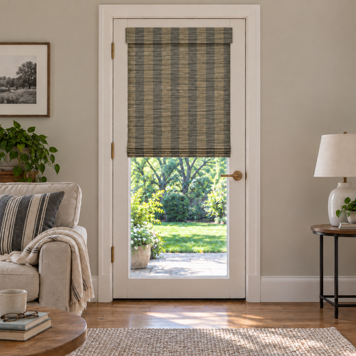 Custom Tessora Reed French Door Bamboo Shades - RS408-7 browser generated product photo by Fredesigner