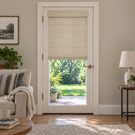 Custom Velune French Door Bamboo Shades - Willow Buff browser generated product photo by Fredesigner