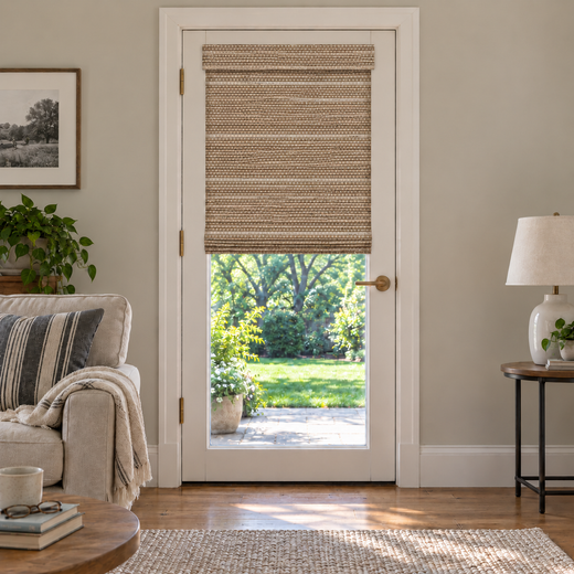 Custom Velune French Door Bamboo Shades - Willow W076 browser generated product photo by Fredesigner