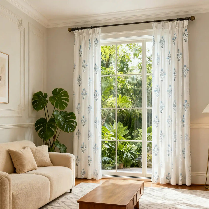 floral print curtains