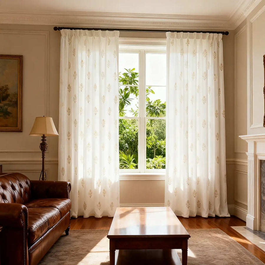 floral print drapes