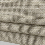 Close-up of the DU04 beige-gray fine basket weave on the folds of a woven Roman shade