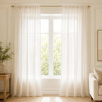 Extra Wide Curtains Sheer Curtains for Living Room Damme - #D02-D1099-87 Rice White browser generated product photo