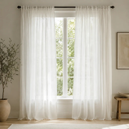 Damme sheer window treatments long length curtains - #D06-D1099-37 Bleach White browser generated product photo