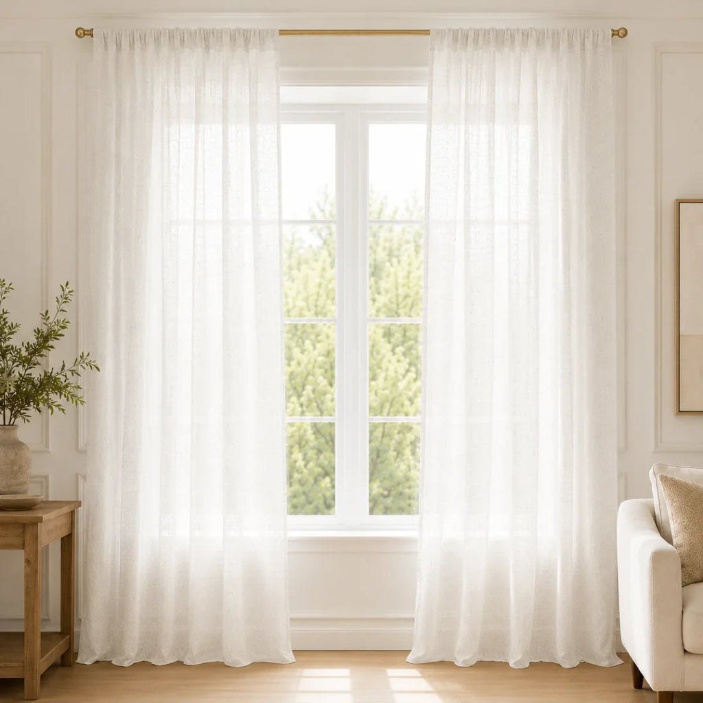 Extra Wide Curtains Sheer Curtains for Living Room Damme - #D368-D108-3 Raw White browser generated product photo
