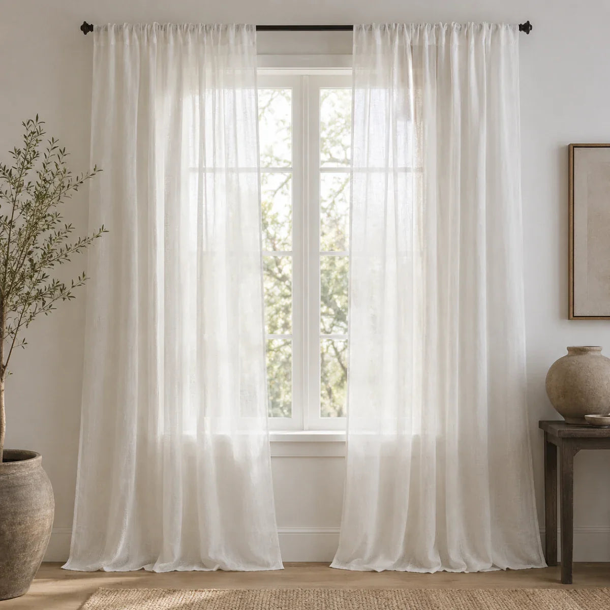 Extra Wide Curtains Sheer Curtains for Living Room Damme - #D392-D1699-41 Raw White browser generated product photo