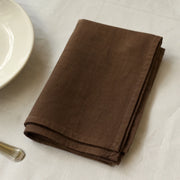 100% Linen Beverage Party Napkin With Embroidery - Brown browser generated product photo