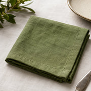 100% Linen Beverage Party Napkin With Embroidery - Green browser generated product photo