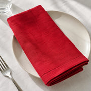 100% Linen Beverage Party Napkin With Embroidery - Red browser generated product photo