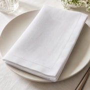 100% Linen Beverage Party Napkin With Embroidery - White browser generated product photo