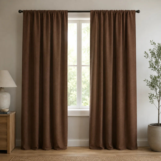 Window Plaid Curtains Windowpane Plaid Curtains Genia - Brown browser generated product photo