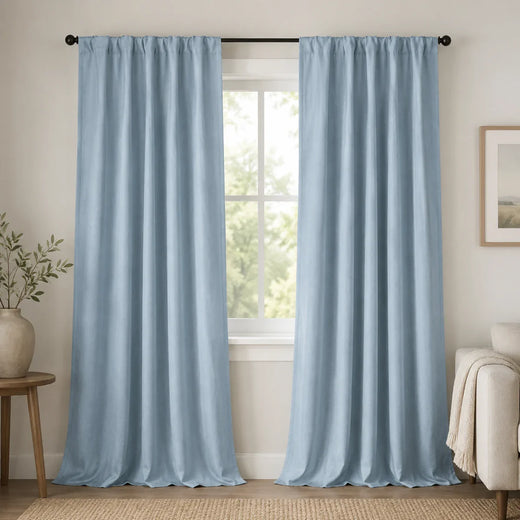 Window Plaid Curtains Windowpane Plaid Curtains Genia - Light blue browser generated product photo