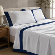 Breathable Bedding for Large Beds Sheet Set - White+Blue browser generated product photo