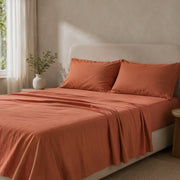 French Natural Linen Bedding Set - Terracotta browser generated product photo