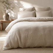 3-Pieces 100% Linen White Solid Duvet Cover Set - Natural browser generated product photo