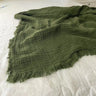 Deep Green Gauze Blanket with Fringed Edges - Fredesigner