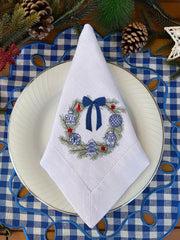 100% Linen Christmas Napkin With Custom Embroidery - Fredesigner