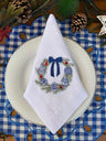 100% Linen Christmas Napkin With Custom Embroidery - Fredesigner