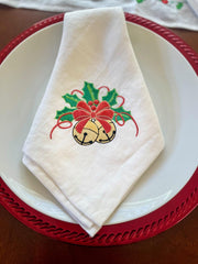 100% Linen Christmas Napkin With Custom Embroidery - Fredesigner