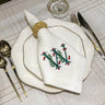 100% Linen Christmas Napkin With Custom Embroidery - Fredesigner